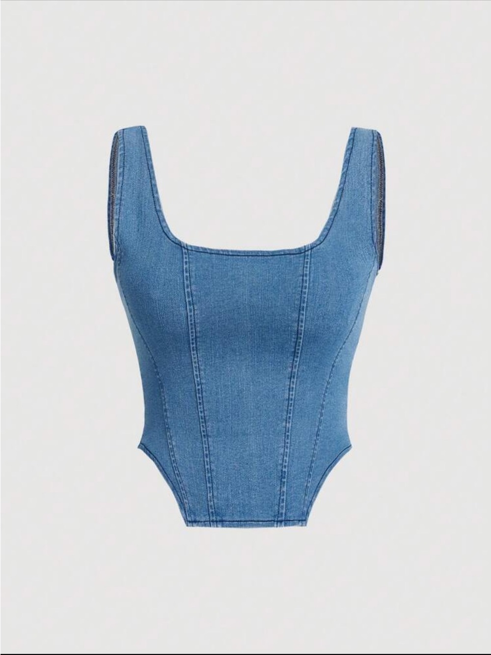 Blue Denim Corset Style Cropped Top - 0XL